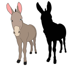 vector, isolated, silhouette of a donkey on a white background