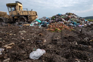 Recycling problems, various waste at landfill