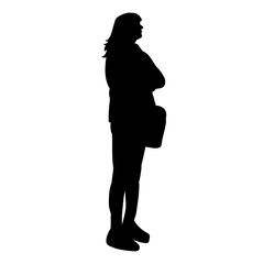 silhouette girl on white background, isolated, vector