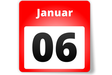 06 Januar Datum Kalender auf weißem Hintergrund