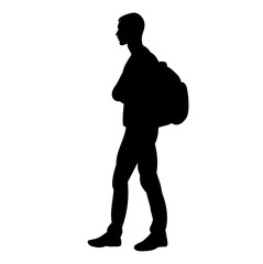  silhouette man with backpack