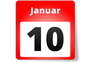 10 Januar Datum Kalender auf weißem Hintergrund