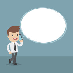 Funny Cartoon Businessman on Phone