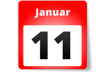 11 Januar Datum Kalender auf weißem Hintergrund