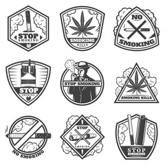 Vintage Stop Smoke Labels Set