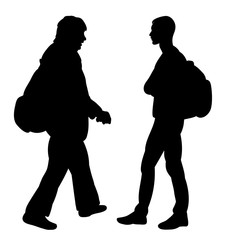  isolated silhouette man with backpack