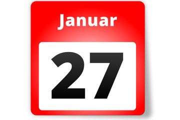 27 Januar Datum Kalender auf weißem Hintergrund