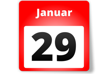 29 Januar Datum Kalender auf weißem Hintergrund