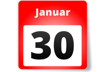 30 Januar Datum Kalender auf weißem Hintergrund