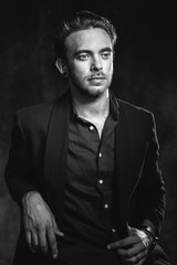 Portrait of caucasian man posing in studio