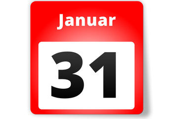 31 Januar Datum Kalender auf weißem Hintergrund