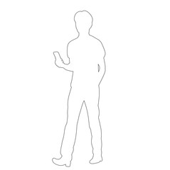 vector, isolated person walking line