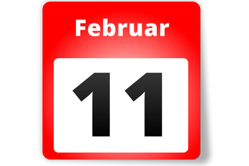 11 Februar Datum Kalender auf weißem Hintergrund