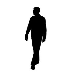 vector, isolated silhouette man alone walking