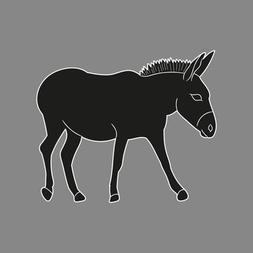 isolated silhouette of a donkey, mule