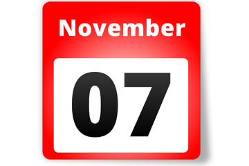 07 November Datum Kalender auf weißem Hintergrund