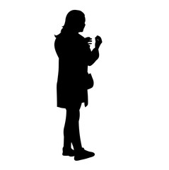 silhouette girl standing on white background