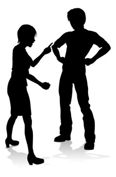 Man and Woman Couple Arguing Silhouette