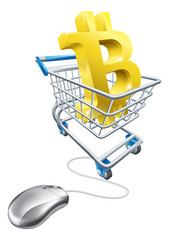 Bitcoin Shopping Cart Computer Mouse Concept