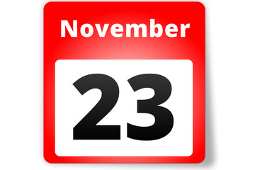 23 November Datum Kalender auf weißem Hintergrund