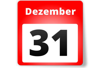 31 Dezember Datum Kalender auf weißem Hintergrund