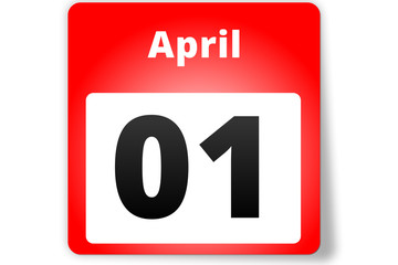 01 April Datum Kalender auf weißem Hintergrund