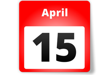 15 April Datum Kalender auf weißem Hintergrund