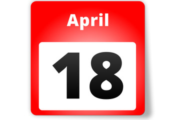18 April Datum Kalender auf weißem Hintergrund