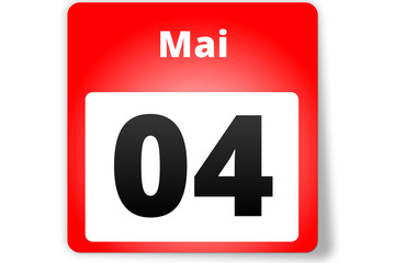 04 Mai Datum Kalender auf weißem Hintergrund