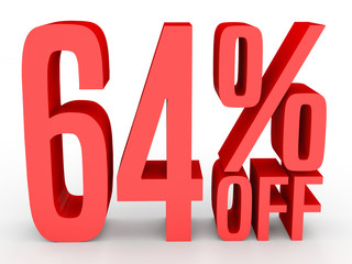 Sixty four percent off. Discount 64 %.