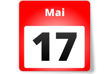 17 Mai Datum Kalender auf weißem Hintergrund
