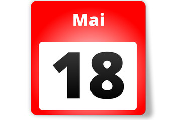 18 Mai Datum Kalender auf weißem Hintergrund