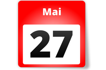 27 Mai Datum Kalender auf weißem Hintergrund