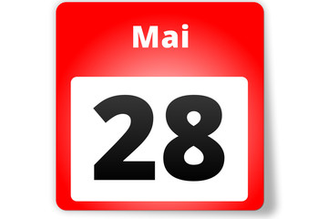 28 Mai Datum Kalender auf weißem Hintergrund