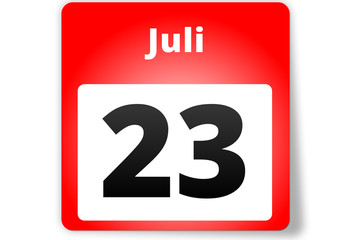 23 Juli Datum Kalender auf weißem Hintergrund
