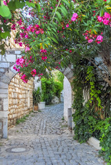 Bodrum, Turkey, 29 May 2010: Street with flowers