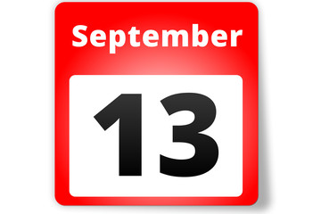 13 September Datum Kalender auf weißem Hintergrund