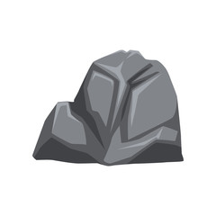 Cartoon vector illustration of gray stone with lights and shadows. Solid mineral material. Mountain rock. Object for map or video game