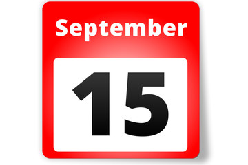 15 September Datum Kalender auf weißem Hintergrund