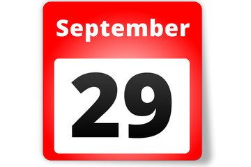 29 September Datum Kalender auf weißem Hintergrund