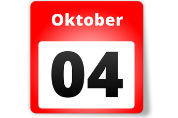 04 Oktober Datum Kalender auf weißem Hintergrund