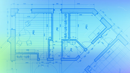 Architecture design: blueprint plan - vector illustration of a plan modern residential building / technology, industry, business concept illustration: real estate, building, construction, architecture