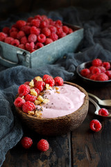 Raspberries smoothie bowls