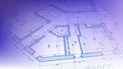 Architecture design: blueprint plan - vector illustration of a plan modern residential building / technology, industry, business concept illustration: real estate, building, construction, architecture