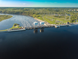 Hydroelectric power station in Latvia. Daugava river, plavinas. 