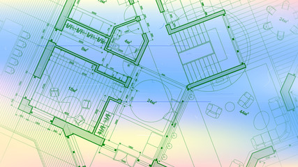 Architecture design: blueprint plan - vector illustration of a plan modern residential building / technology, industry, business concept illustration: real estate, building, construction, architecture