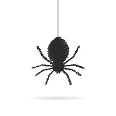 hand drawing spider icon with shadow