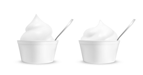 Ice cream in a cup with a spoon