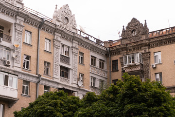  Old houses of European architecture. Vintage appearance
