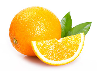 Fresh orange on white background